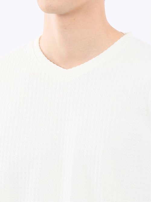 千鳥ジャガード クルーネック長袖Tシャツ