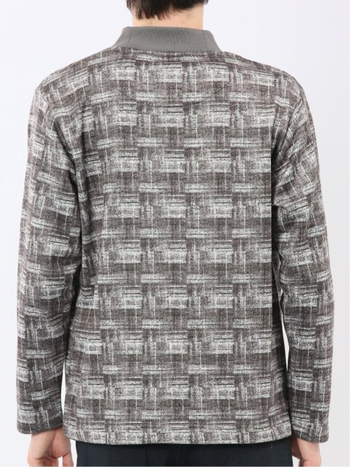 裏起毛チェック モックネック長袖Tシャツ
