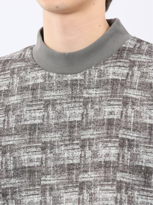 裏起毛チェック モックネック長袖Tシャツ