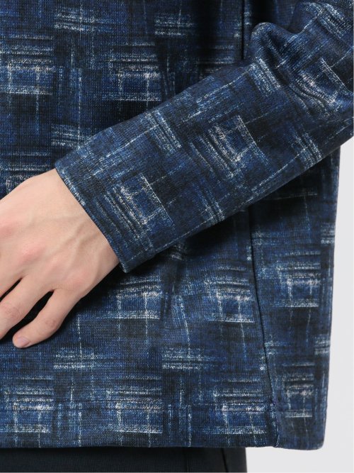 裏起毛チェック モックネック長袖Tシャツ