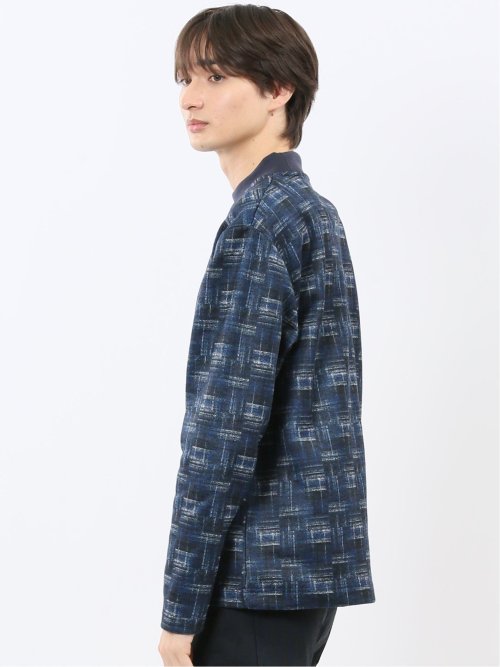 裏起毛チェック モックネック長袖Tシャツ