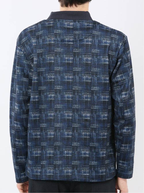 裏起毛チェック モックネック長袖Tシャツ