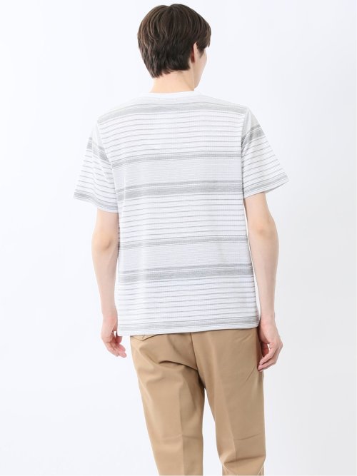 ポップコーンボーダー Vネック半袖Tシャツ