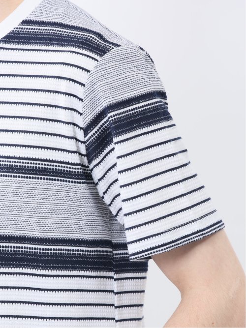 ポップコーンボーダー Vネック半袖Tシャツ