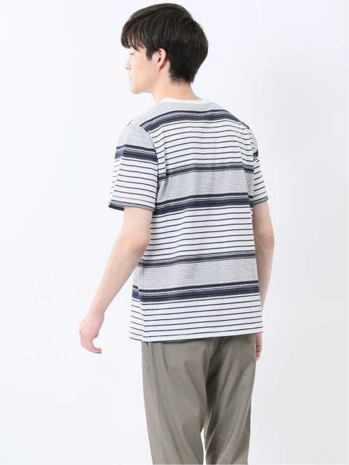 ポップコーンボーダー Vネック半袖Tシャツ