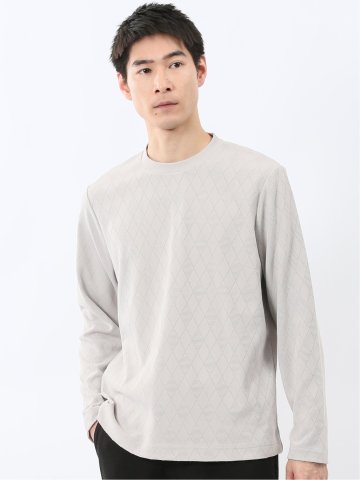 アーガイルジャガード クルーネック長袖Tシャツ