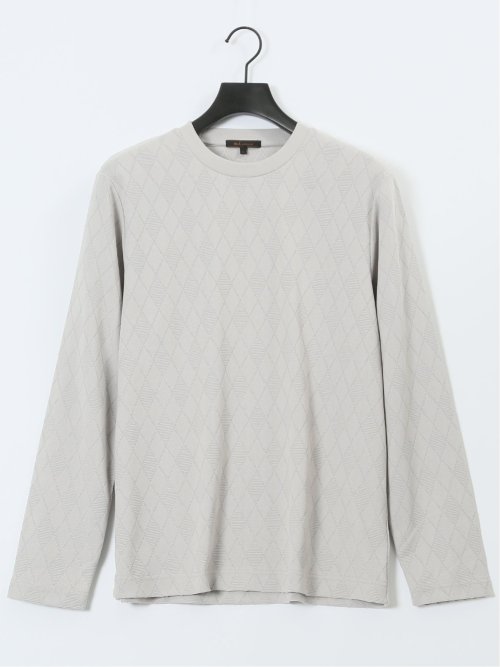 アーガイルジャガード クルーネック長袖Tシャツ