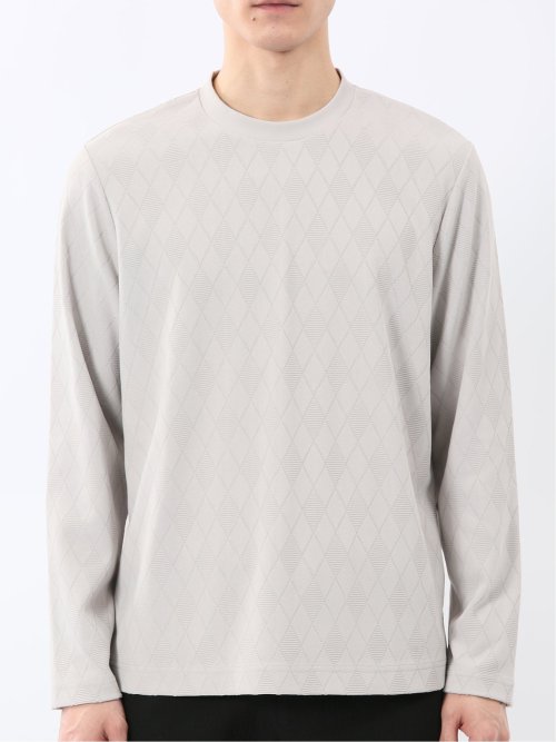 アーガイルジャガード クルーネック長袖Tシャツ