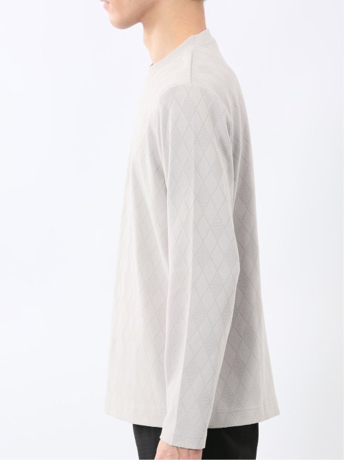 アーガイルジャガード クルーネック長袖Tシャツ