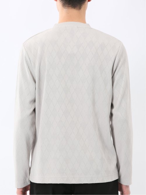 アーガイルジャガード クルーネック長袖Tシャツ