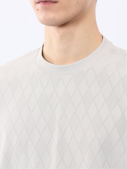 アーガイルジャガード クルーネック長袖Tシャツ