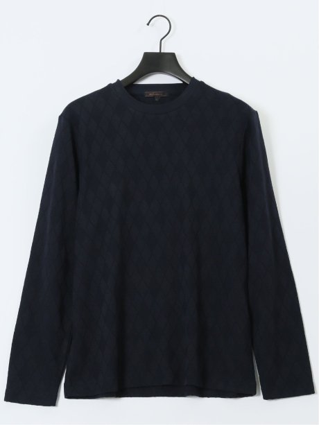 アーガイルジャガード クルーネック長袖Tシャツ