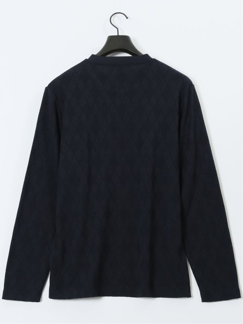 アーガイルジャガード クルーネック長袖Tシャツ