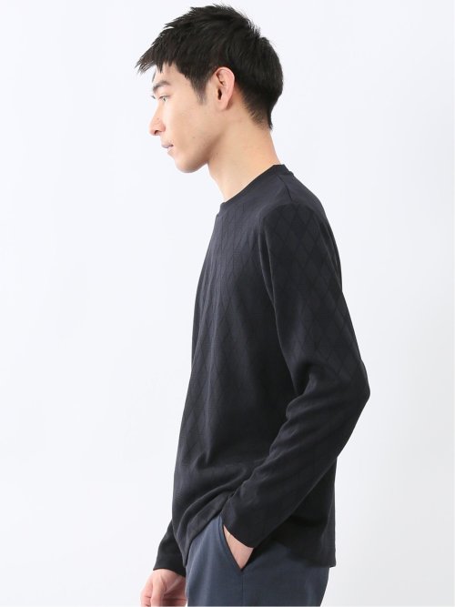 アーガイルジャガード クルーネック長袖Tシャツ