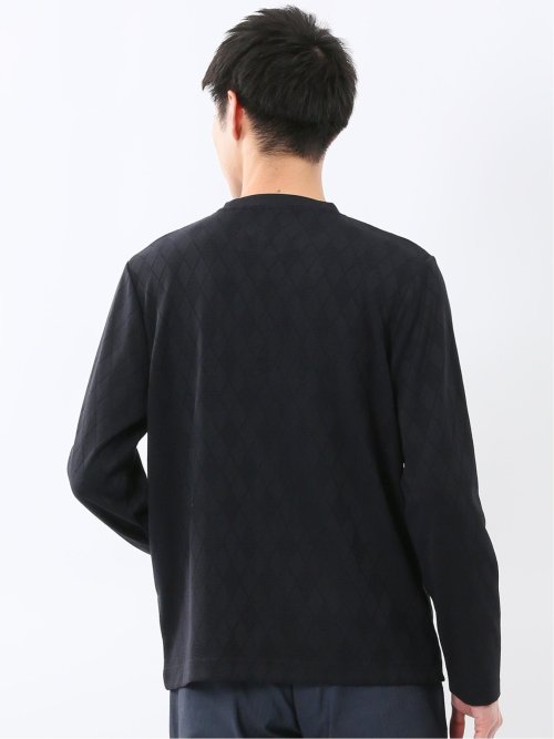 アーガイルジャガード クルーネック長袖Tシャツ
