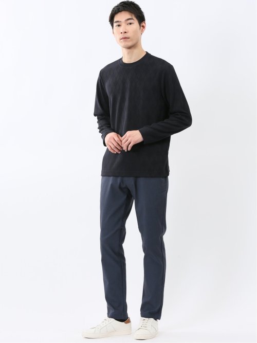アーガイルジャガード クルーネック長袖Tシャツ