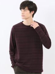 リンクスボーダージャガード クルーネック長袖Tシャツ