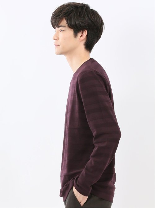 リンクスボーダージャガード クルーネック長袖Tシャツ