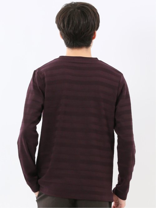 リンクスボーダージャガード クルーネック長袖Tシャツ