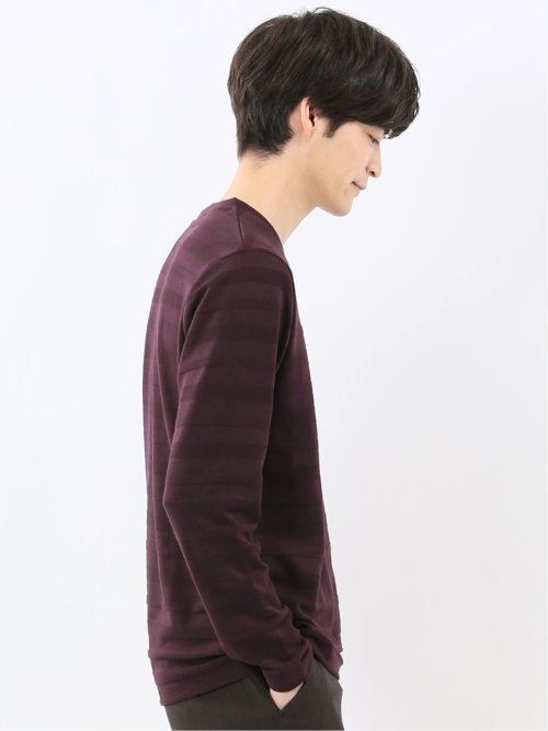 リンクスボーダージャガード クルーネック長袖Tシャツ