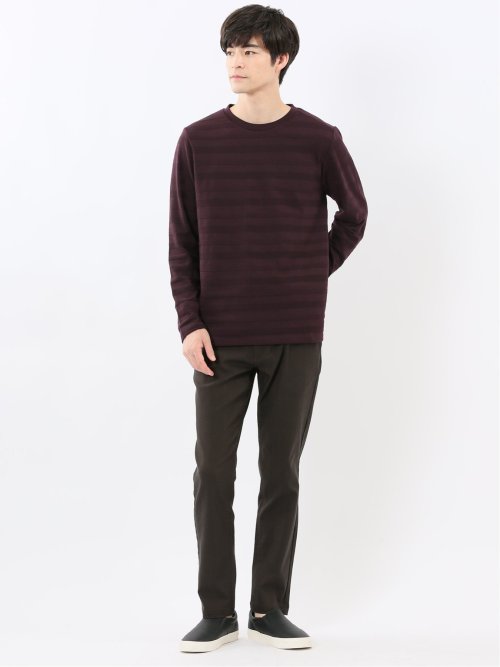 リンクスボーダージャガード クルーネック長袖Tシャツ