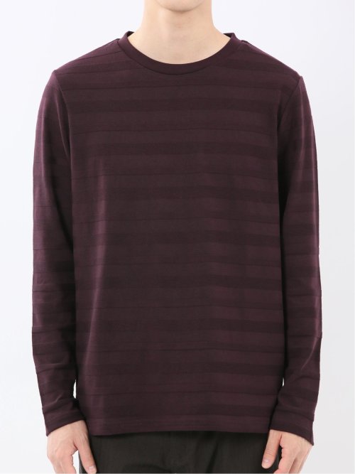 リンクスボーダージャガード クルーネック長袖Tシャツ