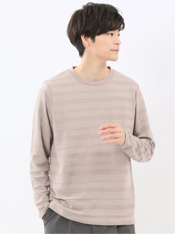 リンクスボーダージャガード クルーネック長袖Tシャツ