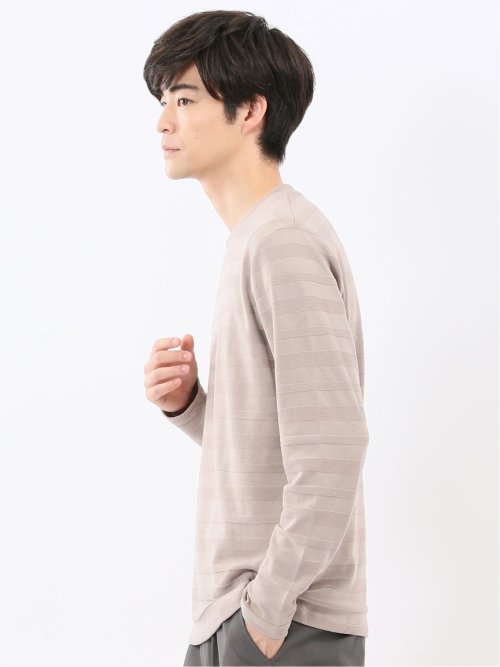 リンクスボーダージャガード クルーネック長袖Tシャツ