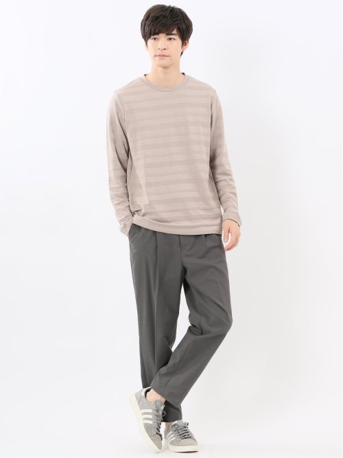 リンクスボーダージャガード クルーネック長袖Tシャツ