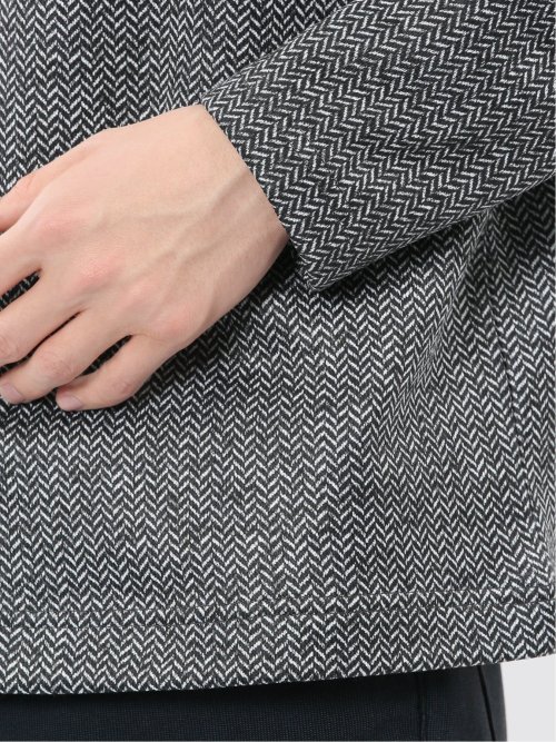 裏起毛ヘリンボン 浅Vネック長袖Tシャツ