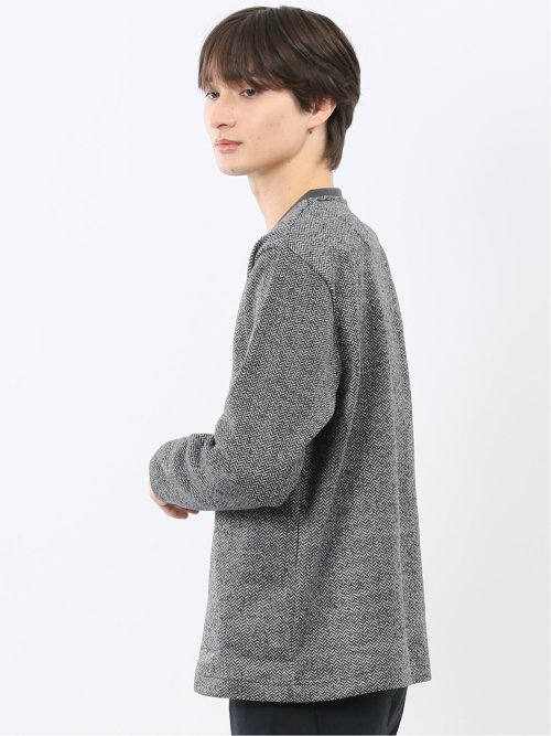 裏起毛ヘリンボン 浅Vネック長袖Tシャツ