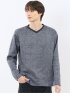 裏起毛ヘリンボン 浅Vネック長袖Tシャツ