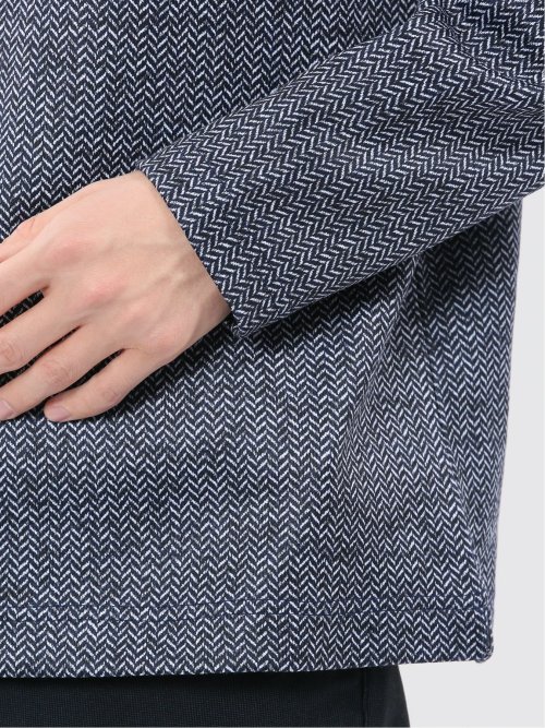 裏起毛ヘリンボン 浅Vネック長袖Tシャツ