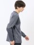 裏起毛ヘリンボン 浅Vネック長袖Tシャツ