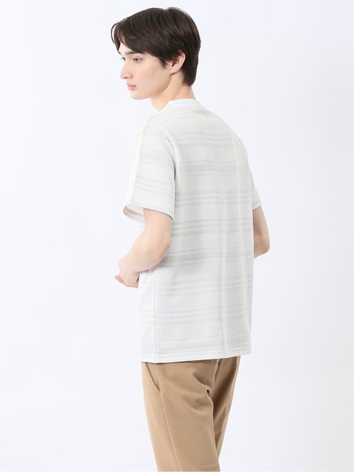 メッシュボーダー クルーネック半袖Tシャツ