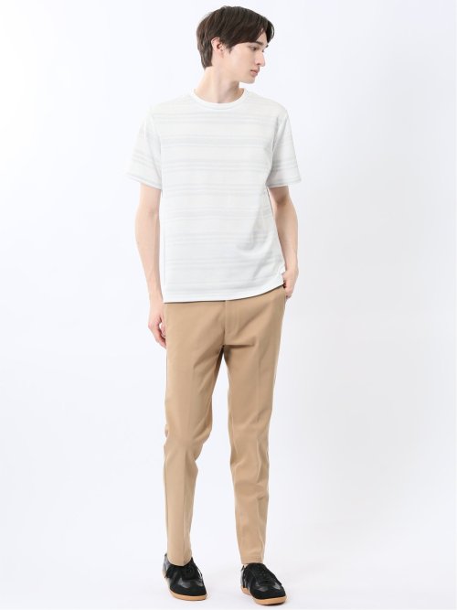 メッシュボーダー クルーネック半袖Tシャツ