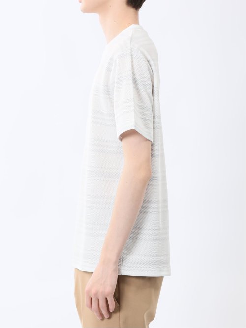 メッシュボーダー クルーネック半袖Tシャツ
