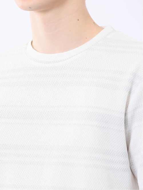 メッシュボーダー クルーネック半袖Tシャツ