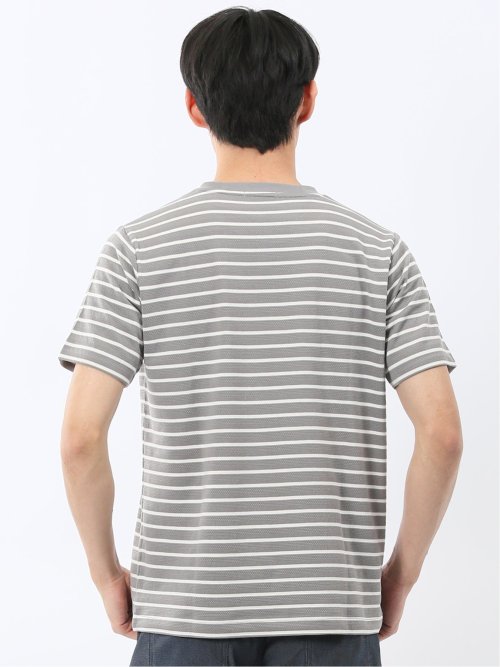 ストレッチ ボーダー クルーネック 半袖 Tシャツ