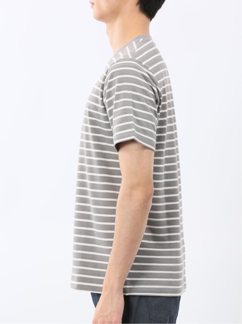 ストレッチ ボーダー クルーネック 半袖 Tシャツ