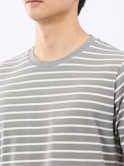 ストレッチ ボーダー クルーネック 半袖 Tシャツ