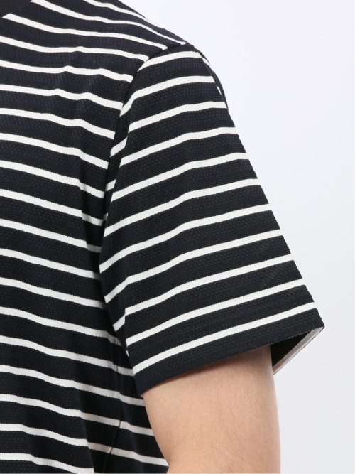 ストレッチ ボーダー クルーネック 半袖 Tシャツ