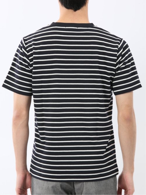 ストレッチ ボーダー クルーネック 半袖 Tシャツ