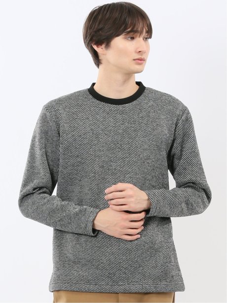 裏起毛ツイル クルーネック長袖Tシャツ