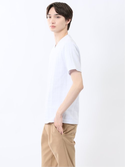 シャドーチェック Vネック半袖Tシャツ