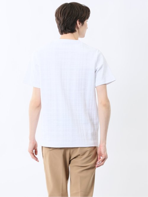 シャドーチェック Vネック半袖Tシャツ