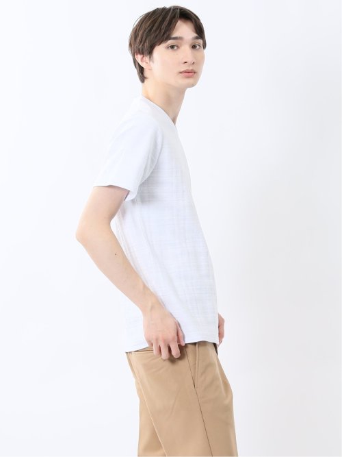 シャドーチェック Vネック半袖Tシャツ