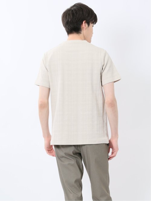 シャドーチェック Vネック半袖Tシャツ