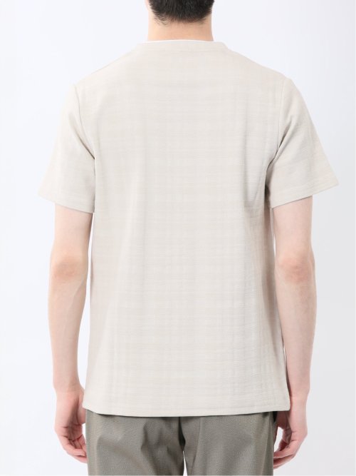 シャドーチェック Vネック半袖Tシャツ