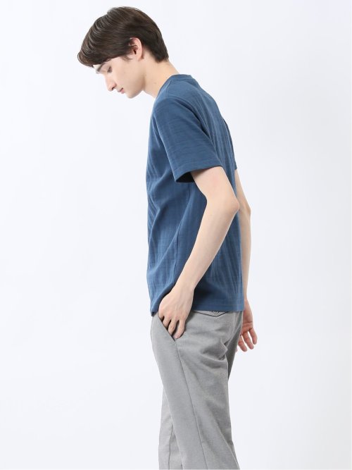 シャドーチェック Vネック半袖Tシャツ